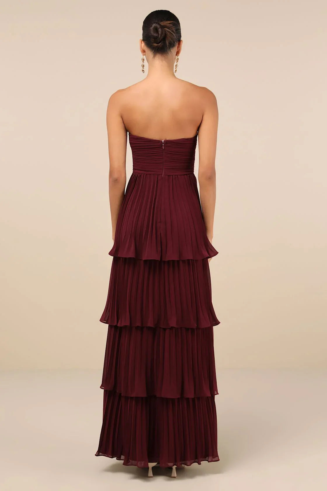 Plum Majesty Strapless Tiered Maxi Dress