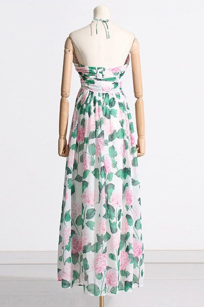 Camellia Bloom Halterneck Maxi Dress